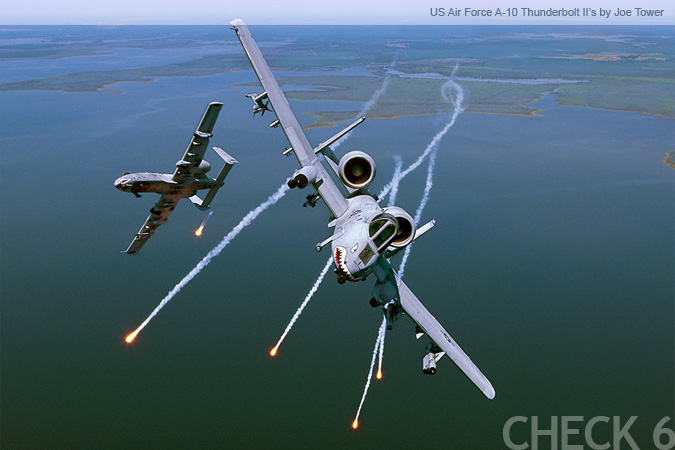US Air Force A-10's Dropping Flares - by Joe Tower
