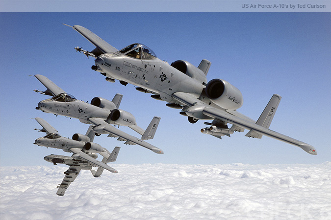 US Air Force A-10 Warthogs Flying in Formation - by Ted Carlson