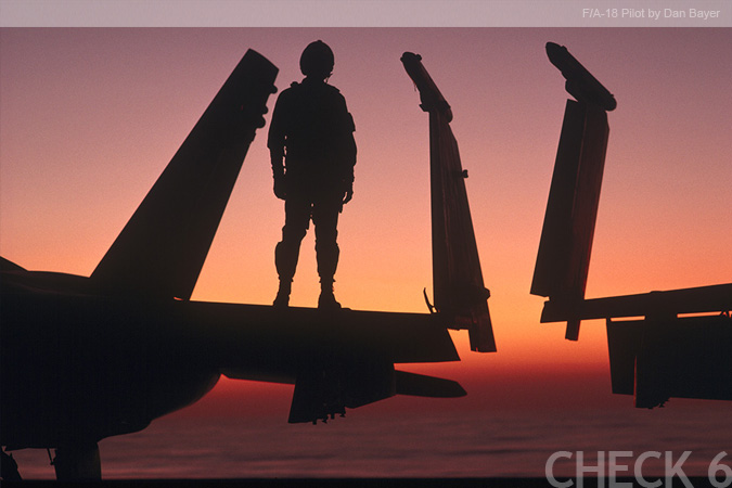 F/A-18 Hornet Pilot during Sunset - by Dan Bayer
