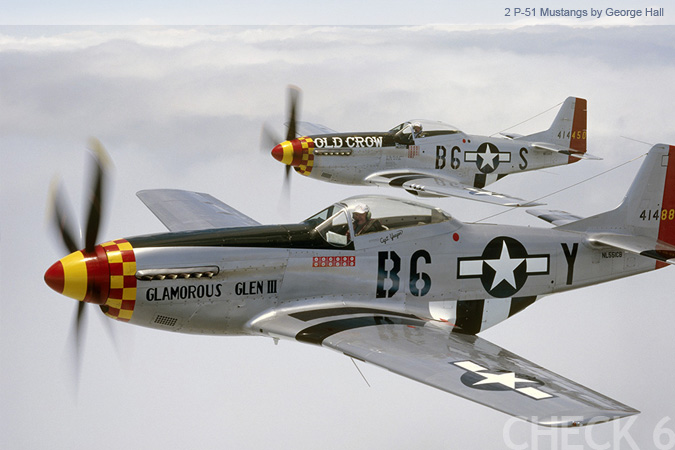 2 P-51 Mustangs in Flight - by George Hall
